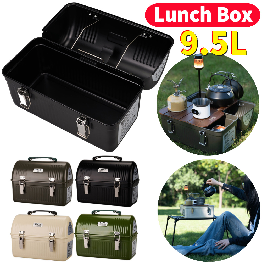 Outdoor Camping Stores - 9.5L خمر التخييم صندوق غداء معدني