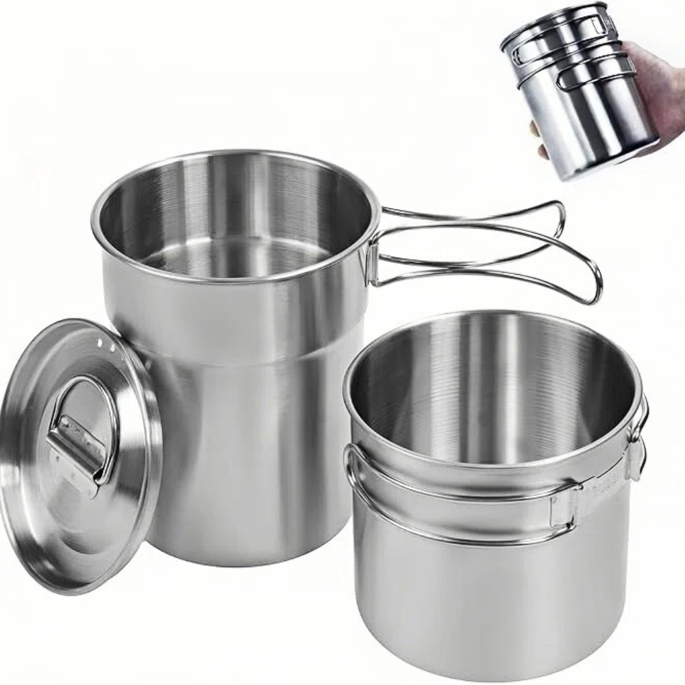 Outdoor Camping World - أكواب قابلة للطي للتخييم، أواني طهي