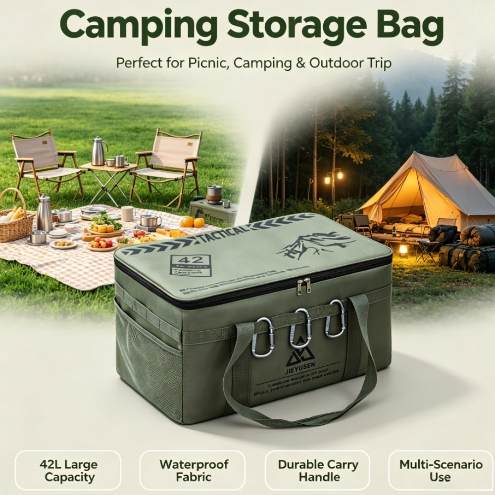 Outdoor Camping World - صندوق تخزين أدوات المائدة قابل للطي