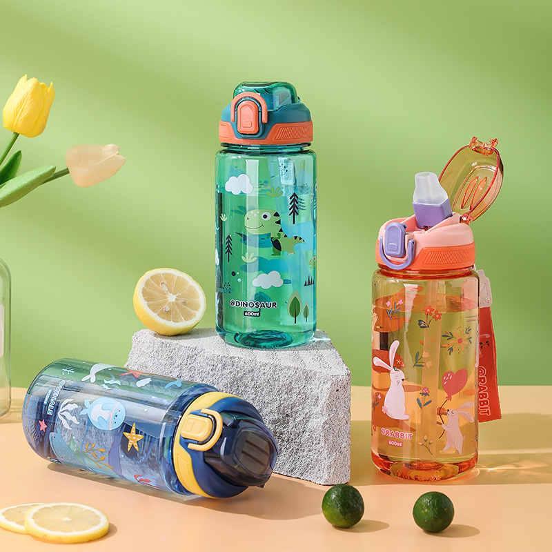 Outdoor Camping Water Jug - 600 مللي الكرتون الحيوان زجاجة ماء