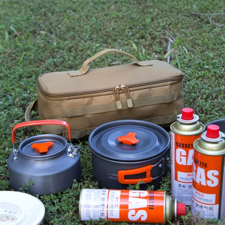 Outdoor Camping World - حقيبة تخزين أدوات الطهي من قماش
