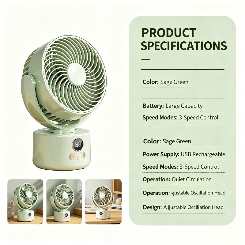 مروحة صامتة قابلة للشحن عبر US - مراجعة Outdoor Camping Fans وسعره