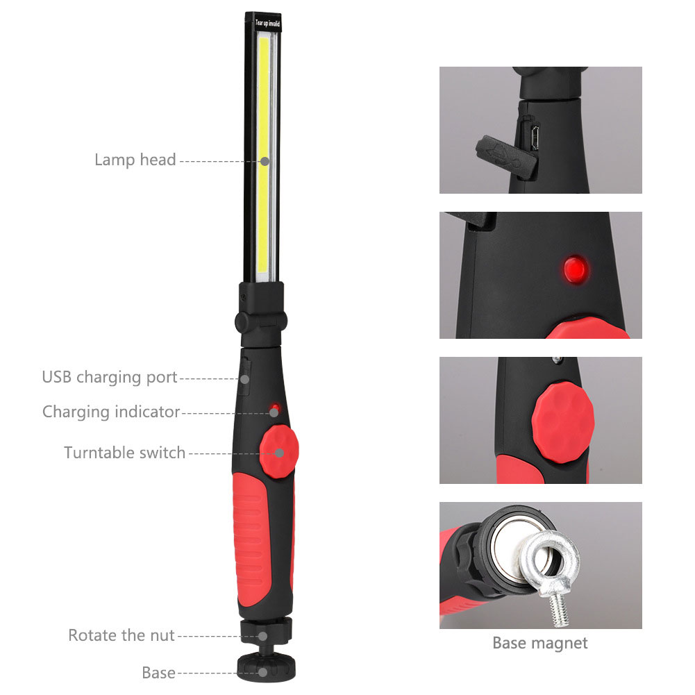 للطي COB مصباح يدوي USB قابلة  - مراجعة Outdoor Camping Jobs وسعره