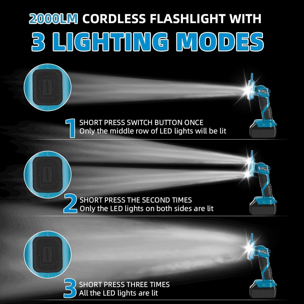 مصباح يدوي LED لاسلكي 18 وات 2 - مراجعة Outdoor Camping Jobs وسعره
