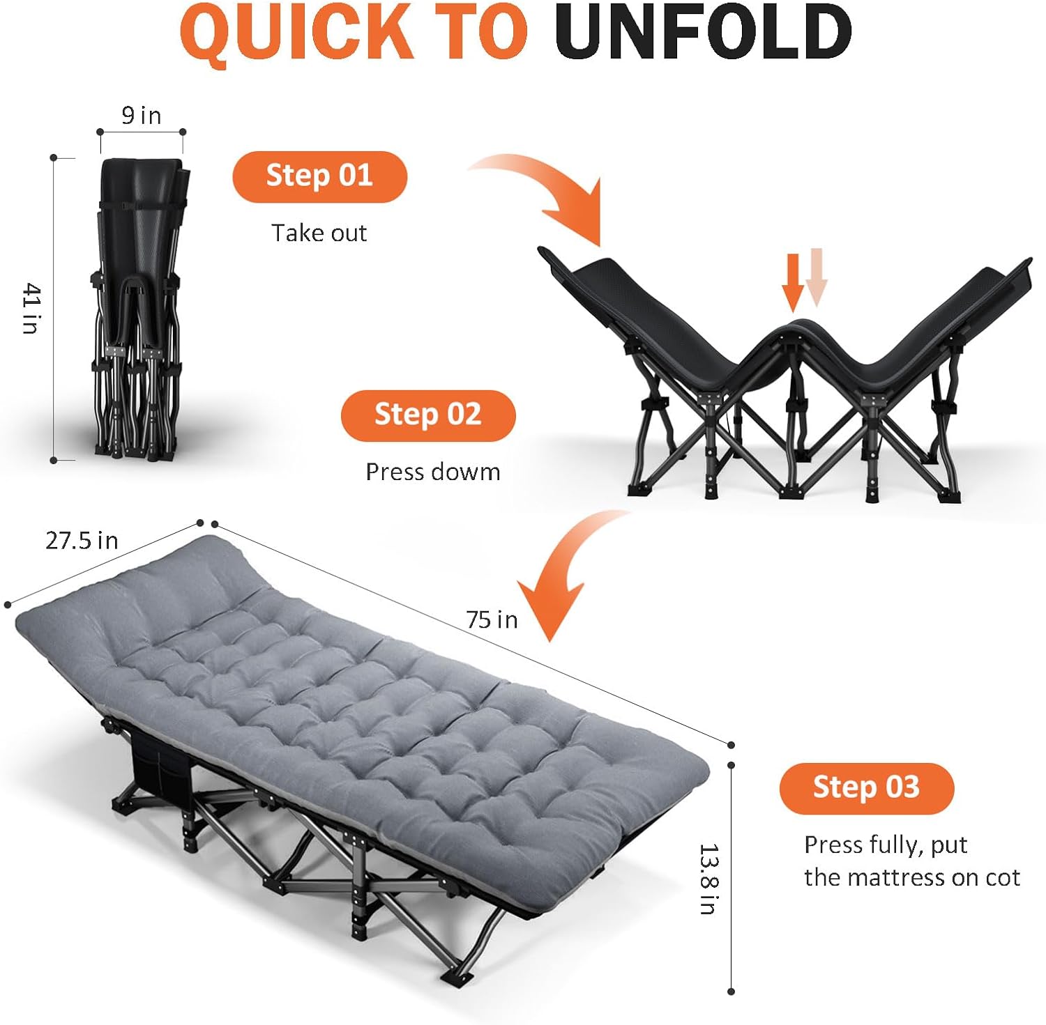 سرير تخييم للبالغين مع وسادة،  - مراجعة Outdoor Camping Cot وسعره