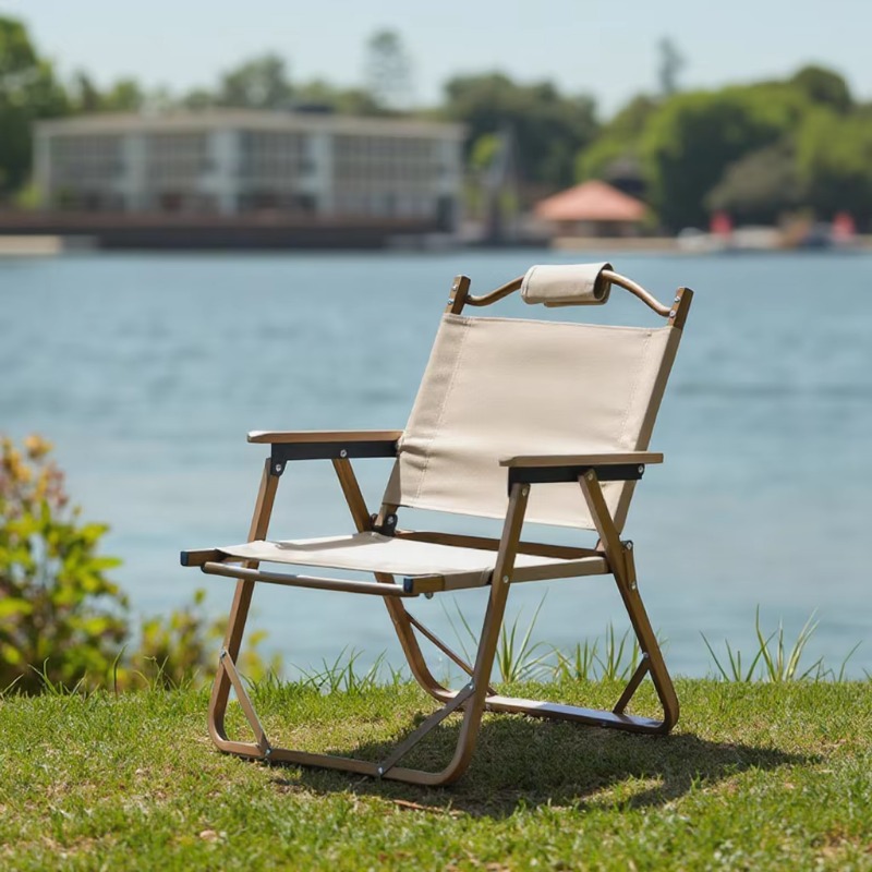كرسي تخييم محمول قابل للطي عال - مراجعة Outdoor Camping Folding Chair وسعره
