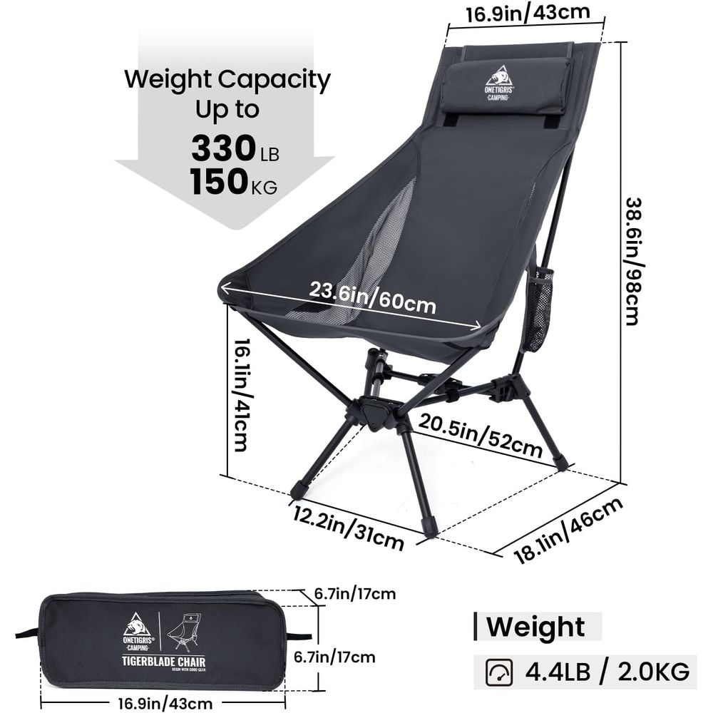 كرسي تخييم تايجر بليد ذو ظهر م - مراجعة Folding Chair وسعره